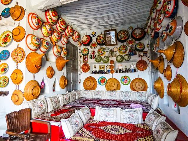 Traditional Harari home interior with woven baskets