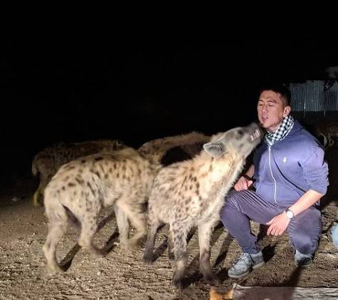 Guests seated near the handler during the feeding